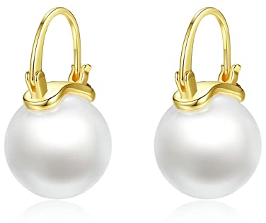 Bishilin Modeschmuck Ohrhänger Silber Vergoldet, Damen Ohrringe Weiß Perle Ohrringe Nickelfrei Modeschmuck