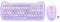Dpofirs Combo Clavier et Souris sans Fil, 2,4 G USB en Forme de Chat Ergonomique avec Clavier et Souris Pleine Taille Mignon pour Ordinateur de Bureau, Ordinateur Portable(mélange Violet)
