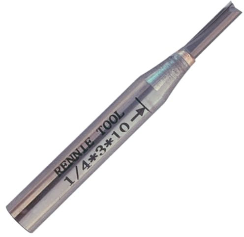 Rennie Tools - 3mm Cutting Diameter x 10mm Flute x 1/4 Shank TCT Tipped 2 Flute Straight Router Cutter Bit Compatible With Makita Bosch Trend Katsu Dewalt Router Etc. 3mm Router Bit