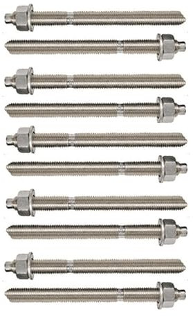 10er Set Ankerstangen Schwerlast Stahl verzinkt oder Edelstahl (Verzinkter Stahl, M12 x 160 mm)