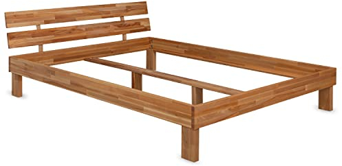 Staboos massives Buchen Holzbett Jule - Bettgestell in unterschiedlichen Größen - Einzelbett oder Doppelbett - Geölte Betten - Massiv Holz Bett - 140x200 cm