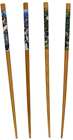 Attack On Titans Bamboo Set Of 2 Collectible Anime Chopsticks 8.85 Inches Long Gift Set