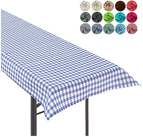heimtexland ® Tischdecke Bierzeltgarnitur Biertischdecke Garten Tischdeko Landhaus Typ861 Vichy Karo Blau 90x240 cm