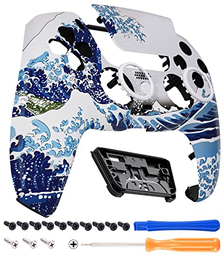 eXtremeRate Luna Re-Design Front Hülle für ps5 Controller BDM-010/020/030/040/050, Ersatzgehäuse&Touchpad&Accent-Ring, Custom integrierend Case Cover Zubehör für ps5 Controller-Welle