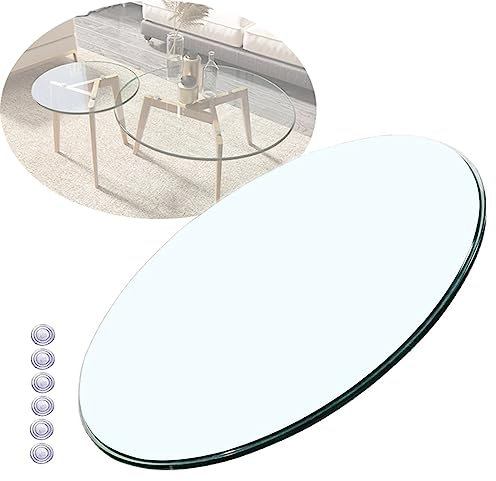 WORDFUN Tischplatte Aus GehärtetemGlas, Sicherheitsglas Klarglas, Tische Glasplatte Rund Transparent, Runde Tisch Glasscheibe, Ersatztischplatte Für Esstisch Couchtisch Garten Tische