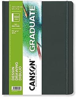 CANSON Graduate Book Skizzenbuch, feine Körnung, 160 g/m², Sketchbook Hardcover, 14 x 21,6 cm, Weiß, 104 Blatt