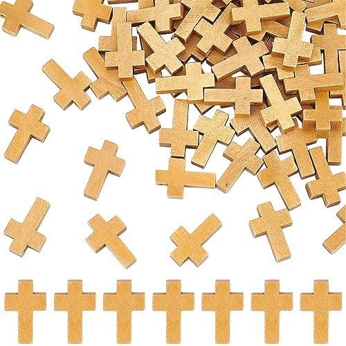 SUNNYCLUE 100 Stück Holz Kreuz Charms Mini Kreuz Charms Große Kreuz Perlen Charms Mini Holzkreuze Taschenkreuz Großes Kreuz Rosenkränze Kruzifix Charms Für Die Schmuckherstellung Hängende Ornamente P