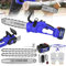 Electric Chainsaw 12 Inch Battery Powered Cordless Chainsaw with 4.0Ah Battery and Charger, 2 Chains, 10m/s Chain Speed Hand Held Chainsaw Cordless Pruning Chain Saw for Garden Trees Wood Cutting