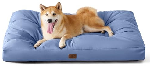 BEDSURE Hundekissen Grosse Hunde waschbar - 91x68cm Hundebett wasserdicht L für große, mittelgroße Hunde gepolstert Hundematte Blau Gewaschen in 10cm Höhe
