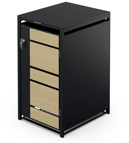 blumfeldt Cache Poubelle extérieur – Acier galvanisé résistant, 60 L/120 L/240 L, Fermeture à clé, accès à l'avant & par Le Haut, Design Moderne, abri pour Poubelle