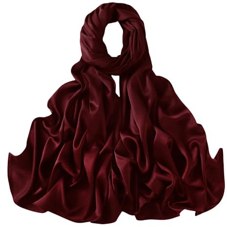 Lina & Lily Damen Schal Stola aus Premium-Satin für Hochzeit Abend (Burgunderrot)