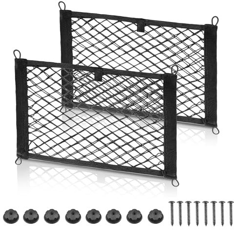 Storage Nets for Campervans, 2 PCS Cargo Net for Van 40 X 25 cm Car Boot Net Campervans Back Seat Nylon Storage Net for Groceries Bottle Phone