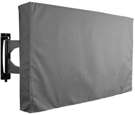 JMORCO Funda TV Exterior Cubierta de TV for Exteriores de 22 a 75 Pulgadas, Cubierta Impermeable a Prueba de Polvo, Funda Oxford 600D, Caja de TV Negra y Beige(Grey,46X48inch)