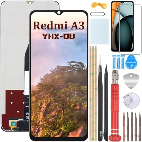 YHX-OU 6.71 Nero Display LCD per Xiaomi Redmi A3 23129RN51X LCD Schermo Touch Screen Digitizer Assemblea E Strumenti di Installazione+1 Pezzo Vetro temperato