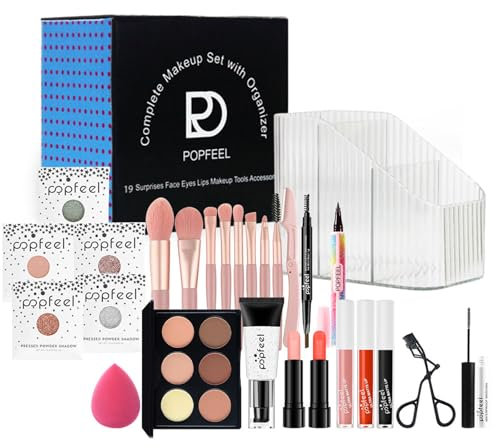 JasCherry Make-up Sets, Schminke Set für Frauen, Concealer Palette, Lippenstift, Lipgloss, Eyeliner, Mascara, Make-up-Pinsel, Eyeshadow Primer, Eyebrow Pencil, für Unterwegs, zum Reisen Verschenken