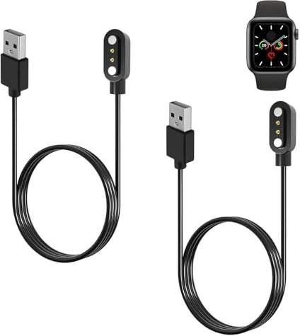 2 Pcs Smart watch Magnetic Charger, 2 Pin 4mm Smartwatch Charging Cable Compatible with YAMAY SW022 Ticwatch GTX Haylou RT LS05S AGPTEK LW11 and More, Universal Magnetic Charger for Smartwatch Durable