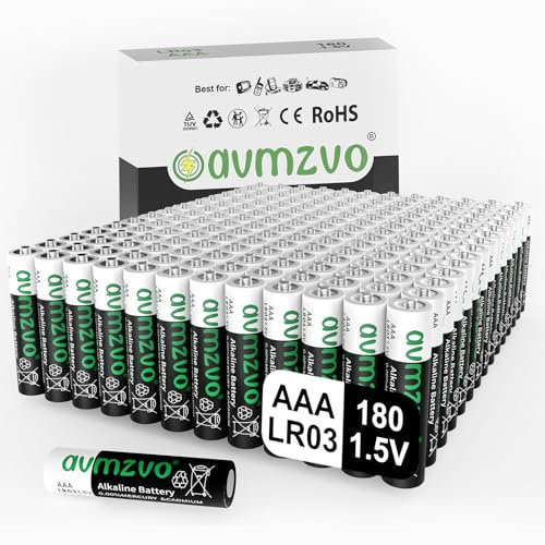 avmzvo Piles AAA, Lot de 180 Pile LR03, 1,5 V, Puissance Durable, alcalines, puissantes, Peuvent être utilisées pour Les Jouets, Les réveils et Autres appareils électroniques