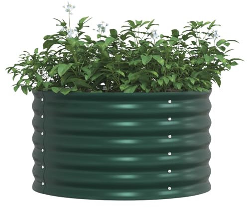 vidaXL Grande Fioriera Metallica Verde per Giardino | 80 x 44 cm Robusta Acciaio Galvanizzato Moderna Esterno Ideale per Erbe e Fiori Decorazione Elegante Fioriere Galvanizzate Scatola Quadrata