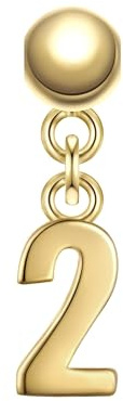 GLANZSTÜCKE MÜNCHEN Damen Charm 925/- Sterling Silber gelbgold | gelbvergoldet 14 Karat, Ziffer 2