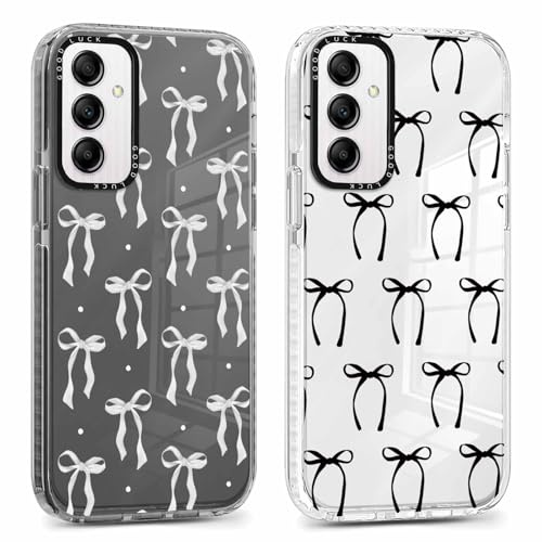 Xylota 2 x Transparent Handyhülle für Samsung Galaxy A14 5G 6,6 Hülle, Durchsichtig Case Muster Aesthetic Schleifen Mädchen Frauen Schutzhülle, Weich Silikon TPU Stoßfeste Cover für Samsung A14,02