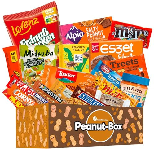 World of Sweets Peanut-Box – 20 verschiedene herzhafte Snacks mit Erdnüssen, Nüssen & Crunch – salzige Knabbereien zum Teilen, Snacken & Verschenken