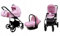 BabyLux® Bambini Passeggino Completo Set 3 in 1 - AIR | Sweet Pink - incl. Navicella, Canna, Seggiolino Auto - Carrozzina Neonati Sistema Combinato - con Borsa fasciatoio, Copertura antipioggia ecc.