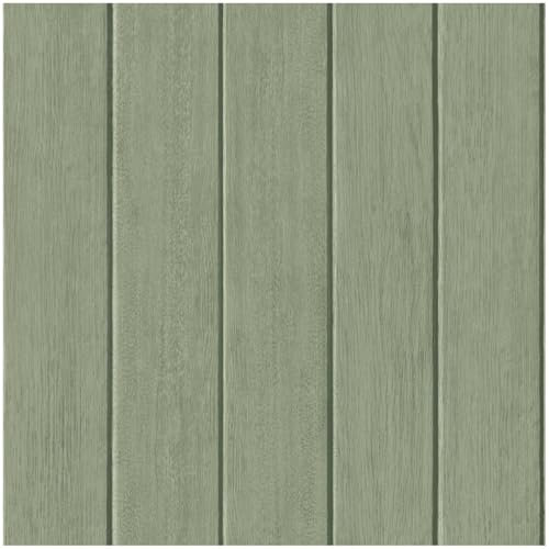 YöL Painted Wood Panel Green Wallpaper - Contemporary Versatile Sophisticated Plank - 10.05m x 53cm Roll - Washable Peelable Paste The Paper - Bedroom Living Room Feature Statement Wall