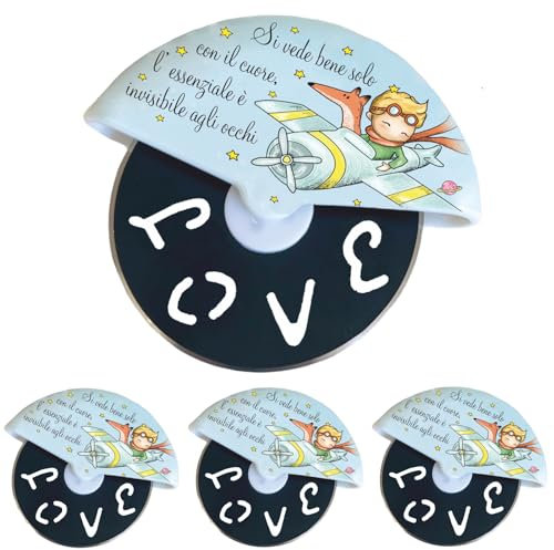Regalami.Shop Set 4 bomboniere tagliapizza Piccolo Principe Completo di elagante Scatola da Regalo, per bomboniera Battesimo, Nascita, Comunione, Party, Regalo, Segnaposto