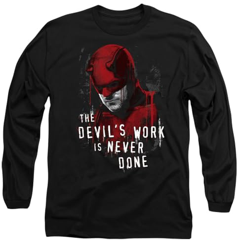 Marvel Unisex Marvel Daredevil Born Again The Devil’s Work is Never Done Unisex Long Sleeve T Shirt, Black T-Shirt
