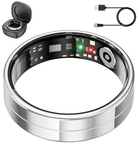 Mingtawn Fitness Tracker für Damen und Herren – Smart-Ring wasserdicht 5 ATM mit Aktivitäts-Tracker, Schlafmonitor, Gesundheit, Schritte, Keine Abonnementkosten, Android iOS（Silber 11）