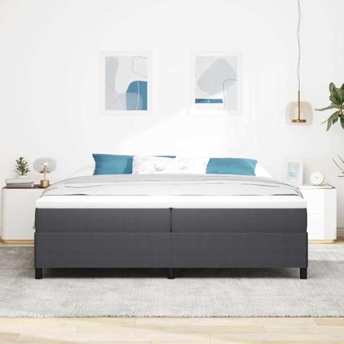 Hoopleep Dunkelgrau Boxspringbett 200x200cm, Samtbezug, Modernes Design mit Kiefernholzrahmen, Stabile Kunststoffbeine, Langlebiges Kaiserbett für 2 Personen, Inklusive Lattenrost