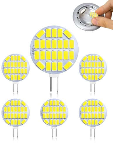 CucuGo G4 LED Leuchtmittel 3W, AC/DC 12V-24V G4 Glühbirne, 400LM Kaltweiß 6500K, Entspricht 30W Halogen, nicht Dimmbare G4 Bi-Pin-Lampen für Schränke, Kronleuchter, Wohnmobil, 360 Grad-Strahl, 6 Stück