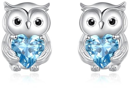 YFN Eule Ohrringe Sterling Silber Eule Ohrstecker Ohrringe Eules Schmuck Marsch Geburtsstein Geschenk für Damen