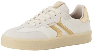 Tamaris Damen Leder Sneaker 1-23723-44 132 Low Top Frauen M2372344 weiß/Gold