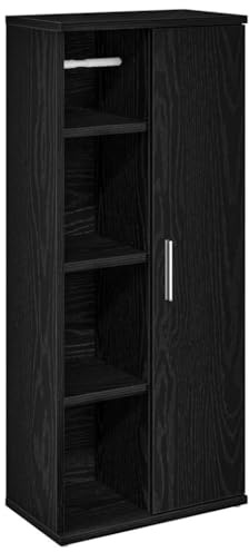 HFXHIJXQ Armoire de salle de bain, noire, 39 x 22 x 90 cm, en matériau dérivé du bois, avec porte-rouleaux, beaucoup d'espace de rangement, moderne, pour petites salles de bains, toilettes d'invités
