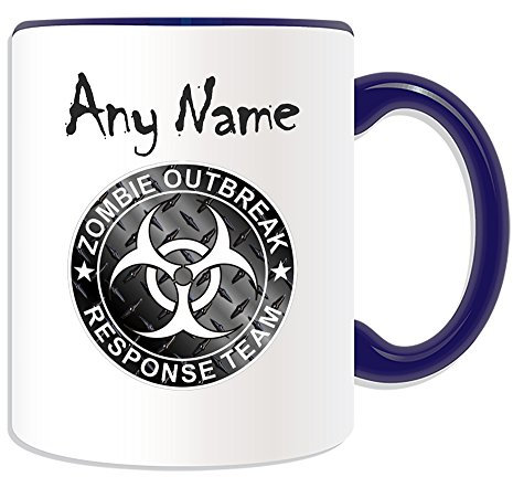 UNIREGALO - Taza de regalo personalizable con el logotipo del equipo de respuesta al brote de zombi (color de diseño de cariño) - mensaje de cualquier nombre único - Evil Undead Walking Dead Voodoo