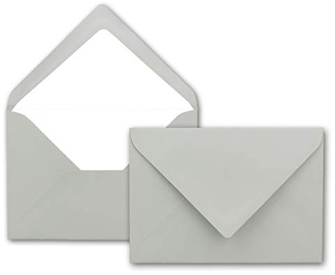 25x Kuverts in Hell-Grau - Brief-Umschläge in DIN B6-12,5 x 17,6 cm geripptes Papier - weißes Seidenfutter für Weihnachten & festliche Anlässe