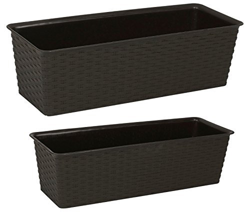 URBNLIVING Set Of 5 Large Brown Rectangular Flowerpot Planter 14x18x49cm