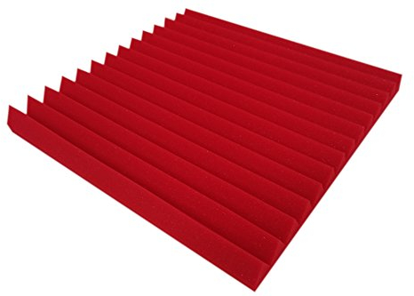 Alanpur® WAVE PANELS Color – (Rot/Pink ca. 49x49x5 cm) - Schalldämmmatten zur effektiven Akustikschaumstoff Dämmung