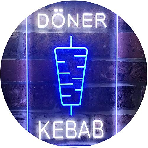 Doner Kebab Restaurant Café Décor Bar Dual Color LED Barlicht Neonlicht Lichtwerbung Neon Sign Weiß & Blau 210 x 300mm st6s23-i2639-wb