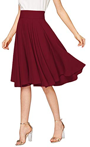 Emma & Giovanni - Gonna Midi Svasata - Donna (Bordeaux, EU36-38)