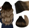 Ugeat Tape in Extensions Echthaar Balayage Braun 30cm Glatt Haarverlängerung Echthaar Tape Extensions Ombre Dunkelbraun Mit Blond für Datum 20 Stück 30G #2/6/12