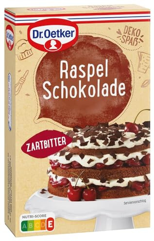 Dr. Oetker Raspelschokolade Zartbitter, 100 g, geraspelte Zartbitterschokolade, zum Verfeinern und Dekorieren von Torten, Eis & Desserts, vegan