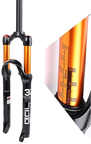 MZP Fahrrad Federgabel 26 27.5 29 Zoll MTB Luftgabel Gerade 1-1/8 Scheibenbremse QR Rad Handsteuerung Fernbedienung Fahrrad Stoßdämpfer (Color : A-Black, Size : 26in)