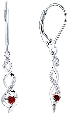 JO WISDOM Damen hängende ohrringe Unendlichkeit infinity silber 925 mit 3A Zirkonia Kristall Januar Geburtsstein Granatfarbe,Schmuck für Frauen