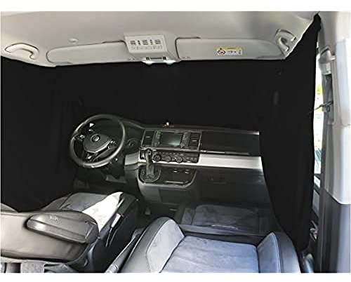 BREMER SITZBEZÜGE Frontscheibe Sonnenschutz Camping Führerhaus Gardinen Vorhang kompatibel mit Citroen Berlingo 3 in Schwarz