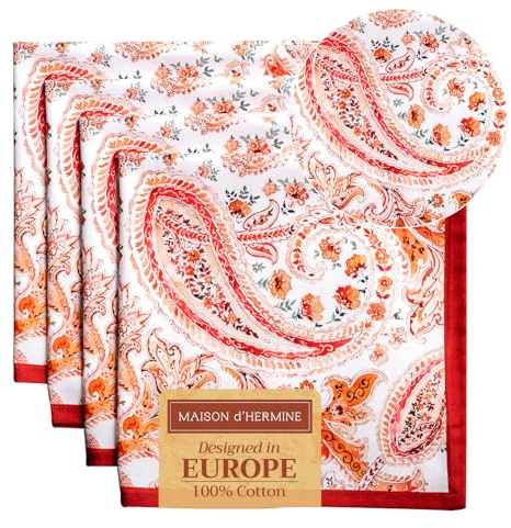 Maison d' Hermine Stoffservietten 4er Set aus 100% Baumwolle Wiederverwendbare Stoffservietten Weihnachten Herbst und Alltag Waschbare für Esstisch oder Hochzeit (Orient, 45 x 45 cm)