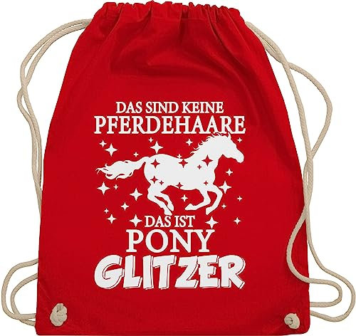 Turnbeutel Rucksack - Pferde Taschen - Das sind keine Pferdehaare - Das ist Pony Glitzer - Unisize - Rot - beutel reitrucksack für reiter pferd juterucksack pferdetaschen pferdespruch turnbuetel
