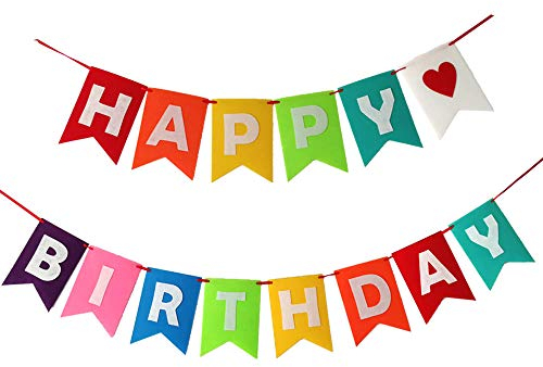 Happy Birthday Girlande Bunt Filz Geburtstag Girlande Geburtstagsbanner Filz Bunt Girlande Happy Birthday Banner Wimpelkette zum Aufhängen für Mädchen Geburtstag Party Dekoration