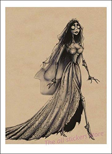 PHhomedecor Leinwanddrucke Poster,Tim Burton Filmplakate The Corpse Bride Vintage Retro Antike Wandplakat Home Decora,Leinwand Wandkunst Bilder,50X70Cm Ohne Rahmen Bild,Ph-674